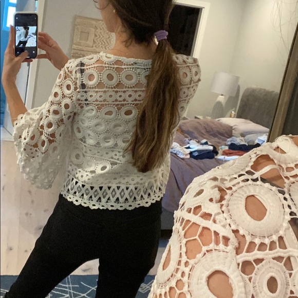 White knit flare top - Picture 3 of 4